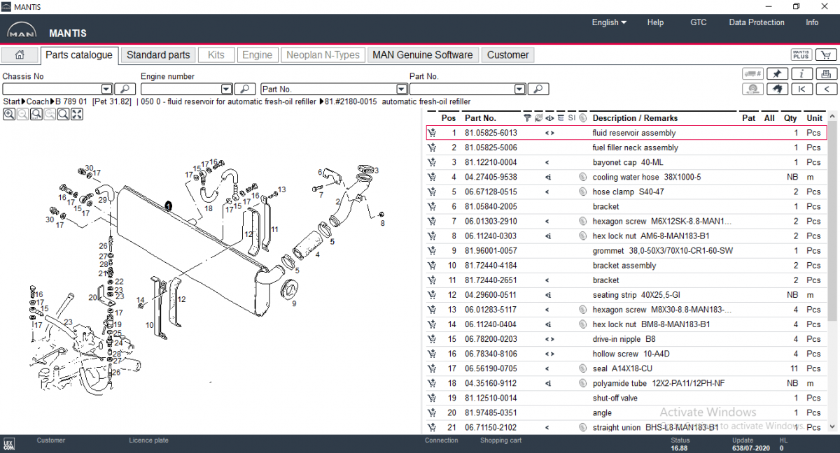 MAN Mantis Electronic Parts Catalog