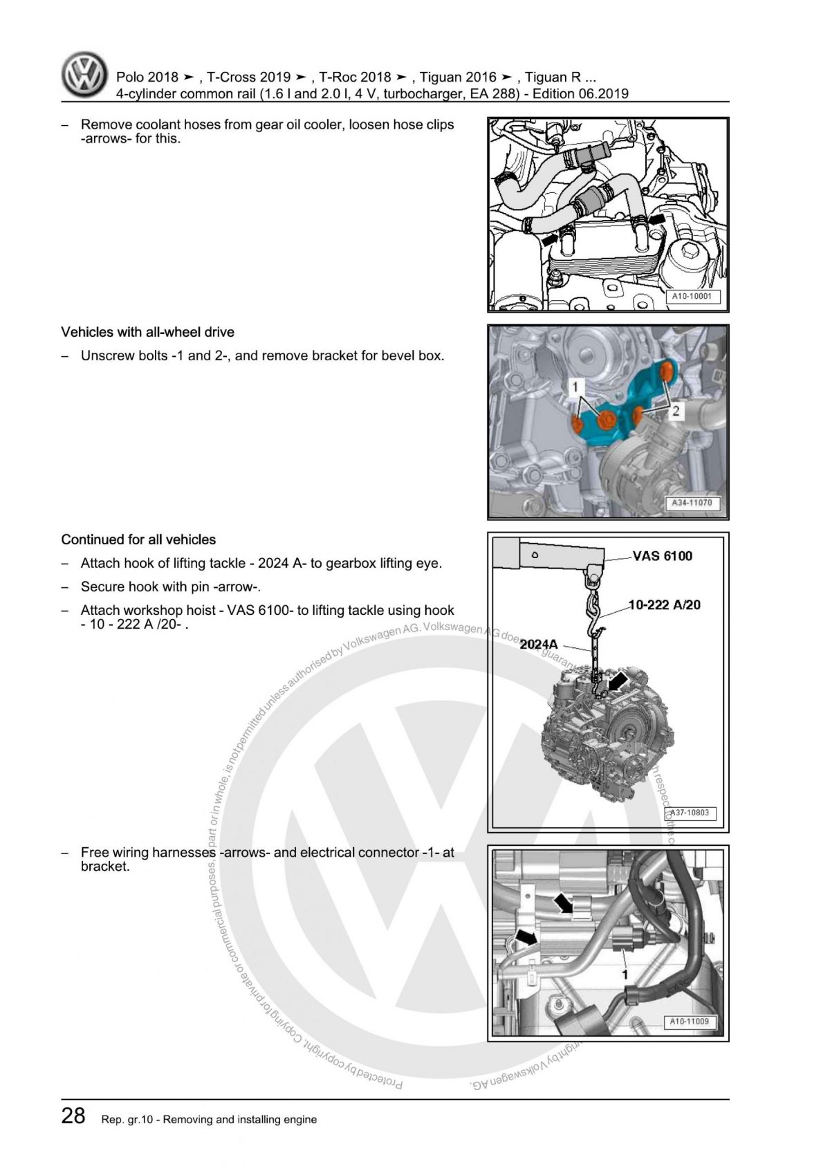 VW 4-Cylinder Common Rail (1.6 l And 2.0 l, 4 V, Turbocharger, EA 288) OEM Workshop Manual