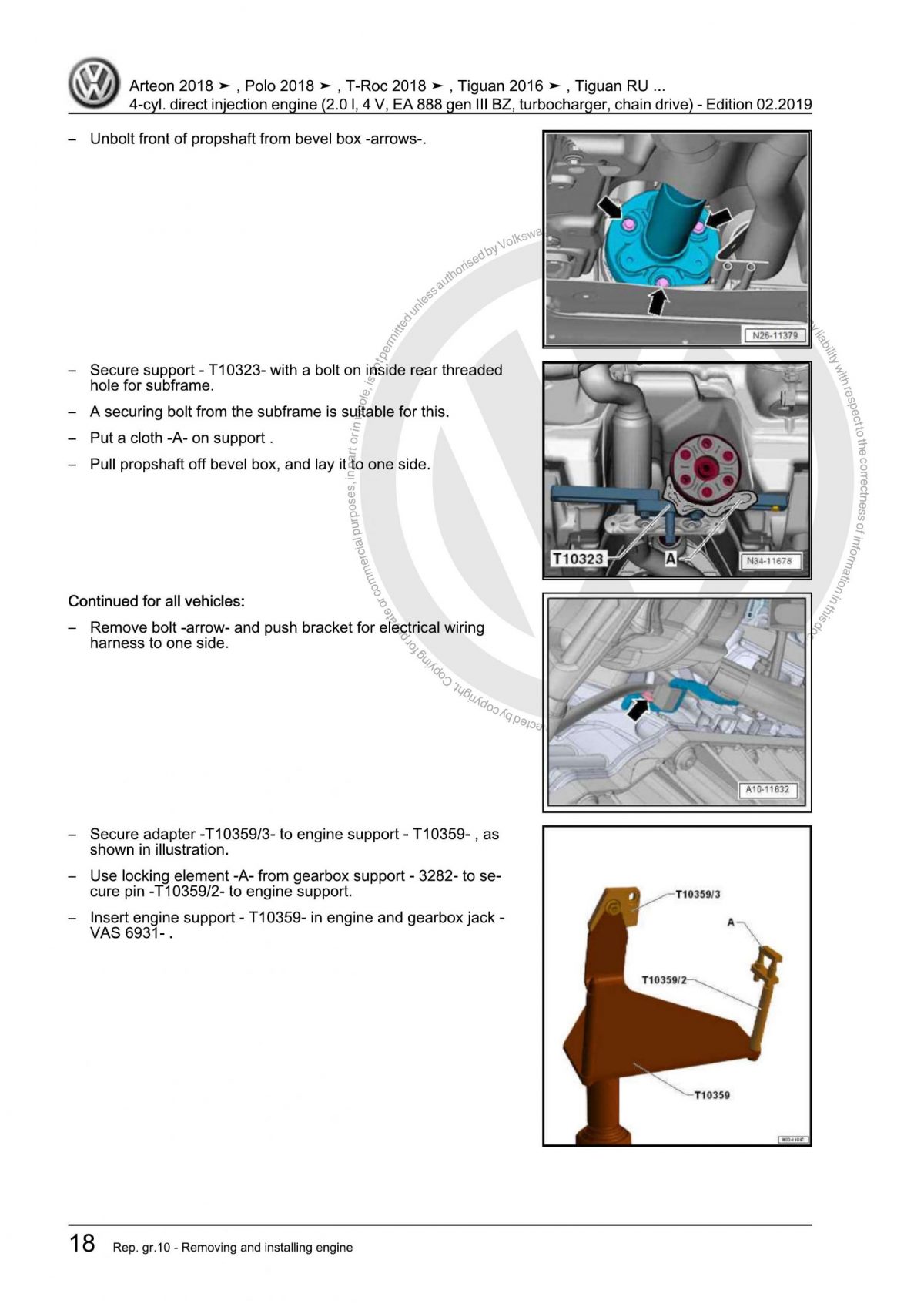 VW 4-Cylinder Direct Injection Engine (2.0 L, 4 V, EA 888 Gen III BZ, Turbocharger, Chain Drive) OEM Workshop Manual