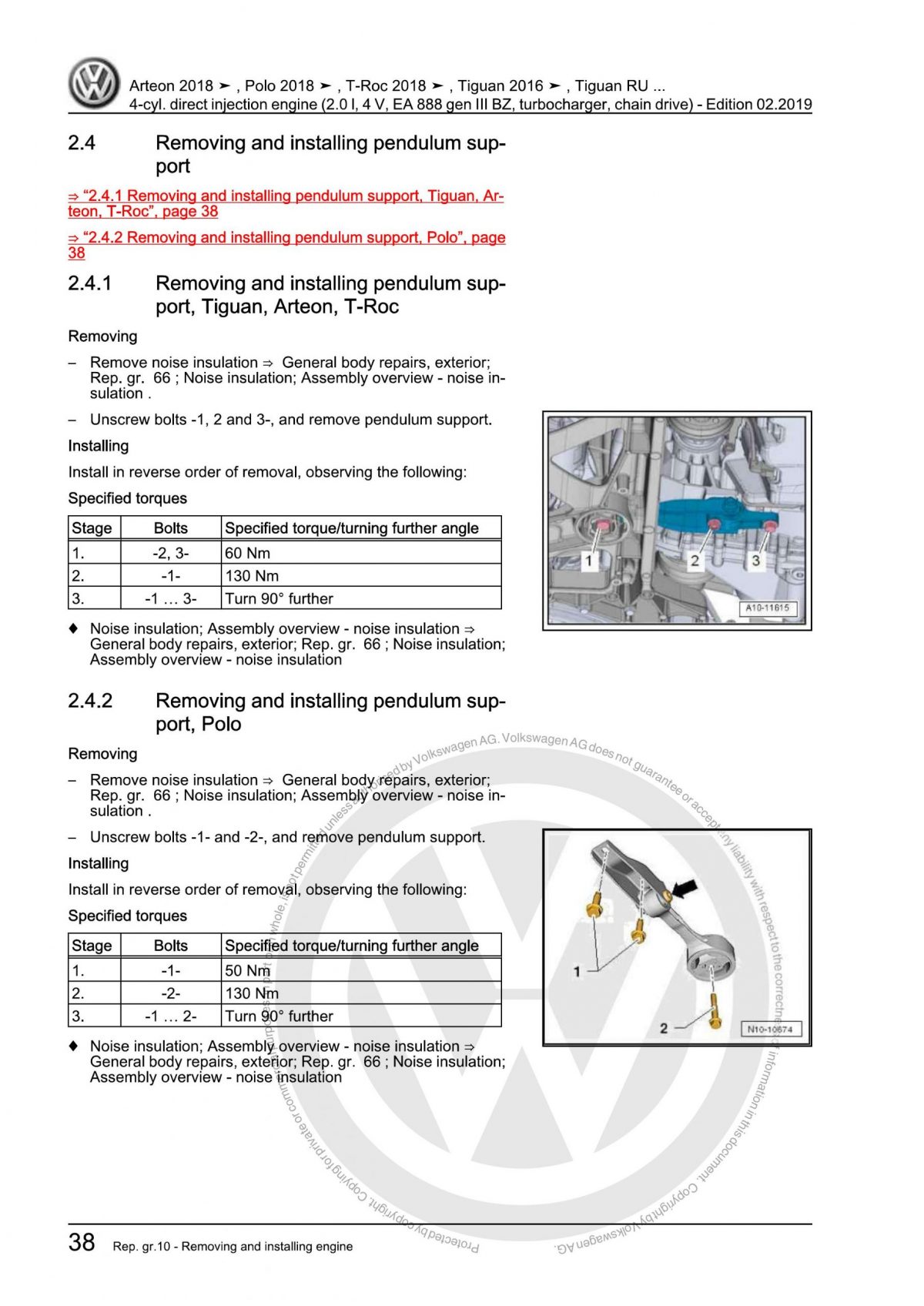 VW 4-Cylinder Direct Injection Engine (2.0 L, 4 V, EA 888 Gen III BZ, Turbocharger, Chain Drive) OEM Workshop Manual