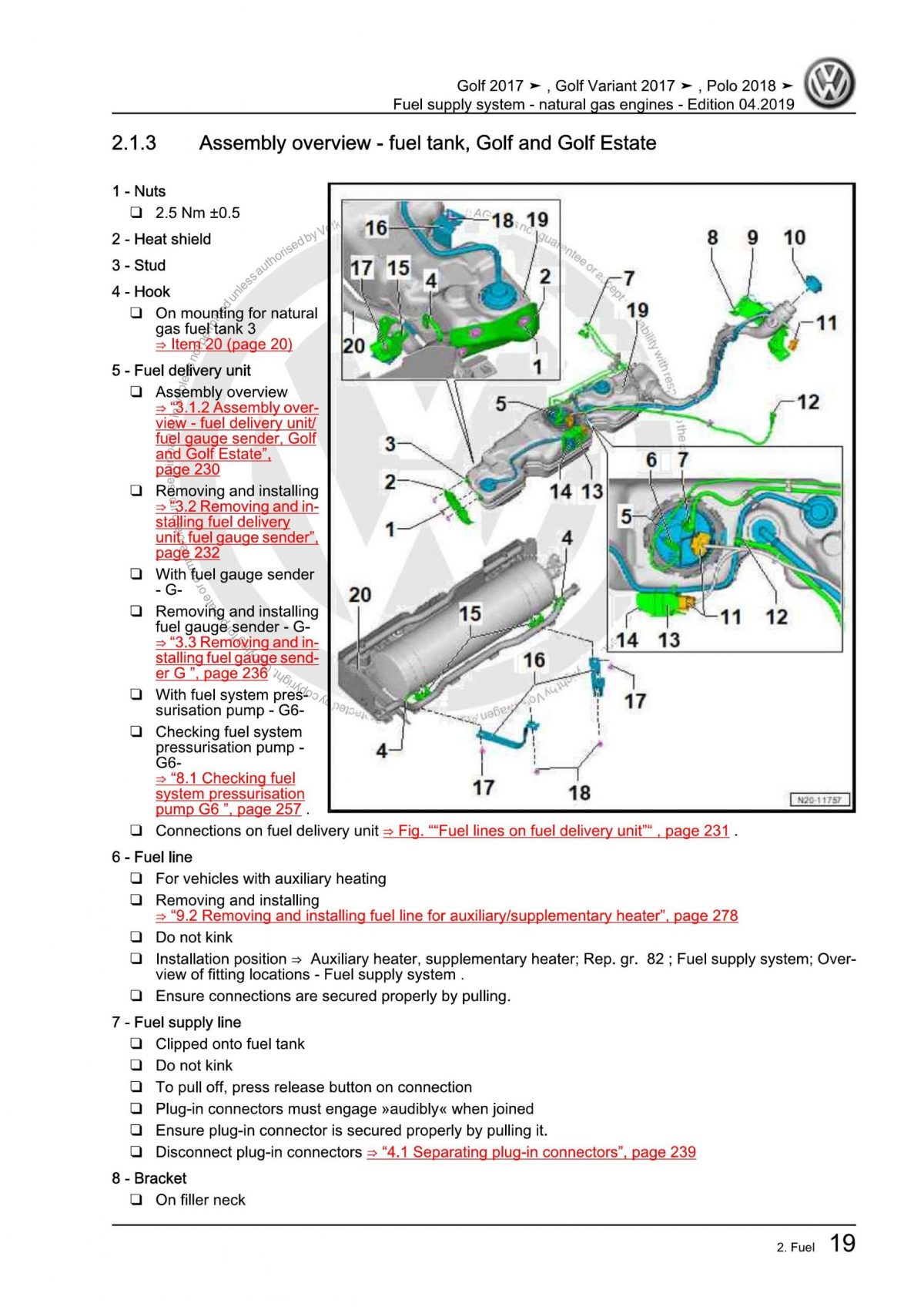 VW Natural Gas Engines Fuel Supply System OEM Workshop Manual