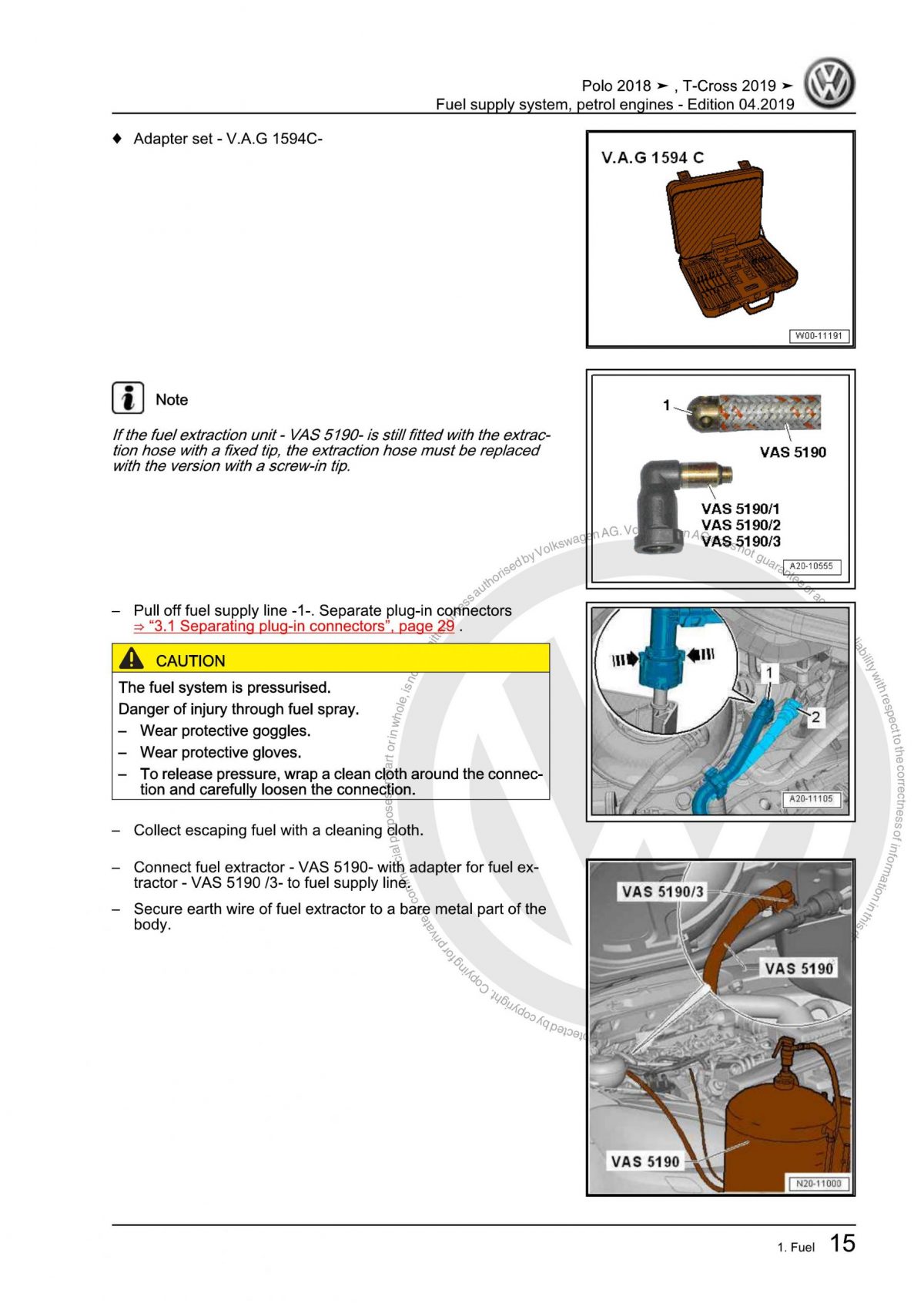 VW Petrol Engines Fuel Supply System OEM Workshop Manual