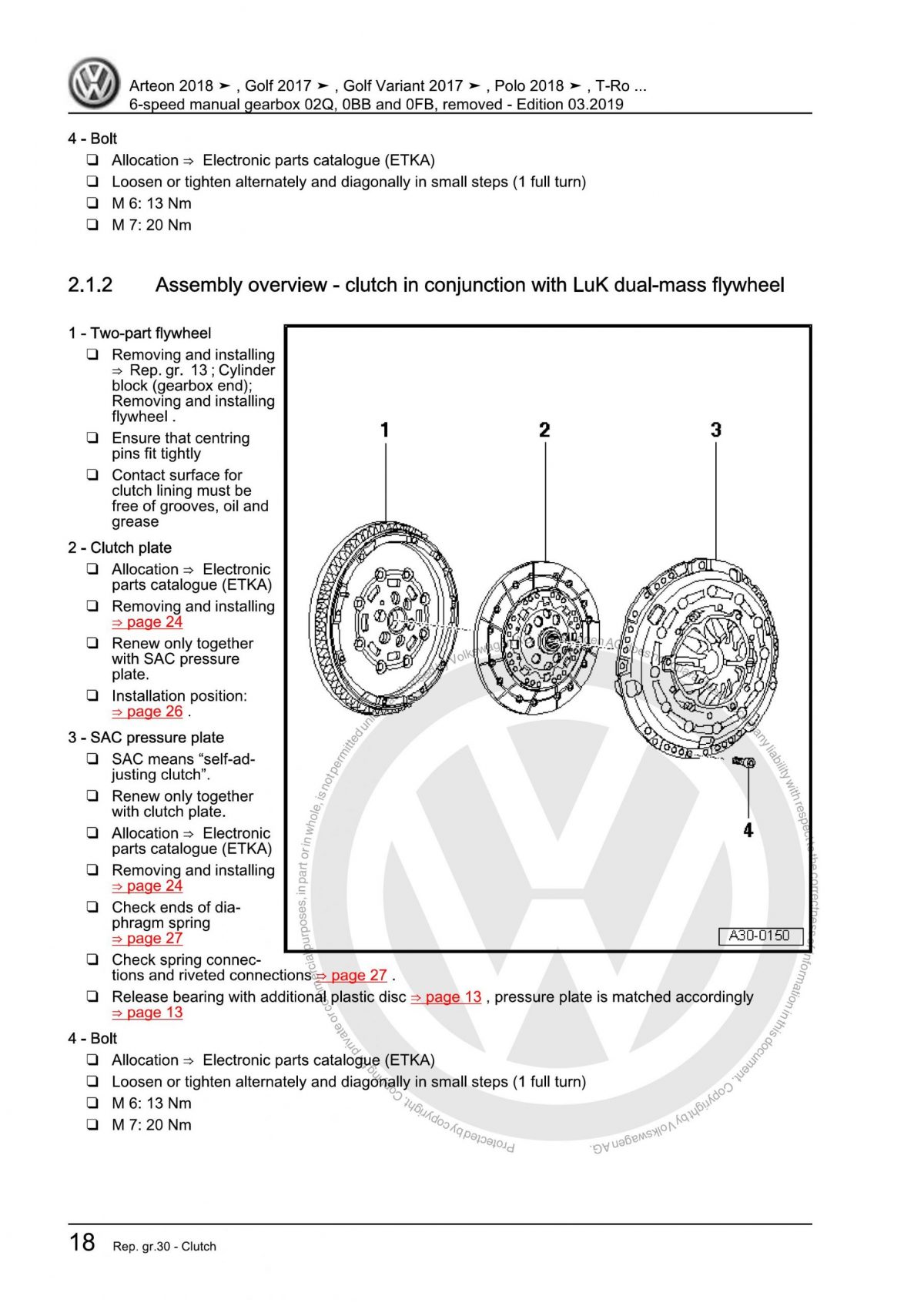 VW 6-Speed Manual Clutch Gearbox 02Q 0BB 0FB OEM Workshop Manual