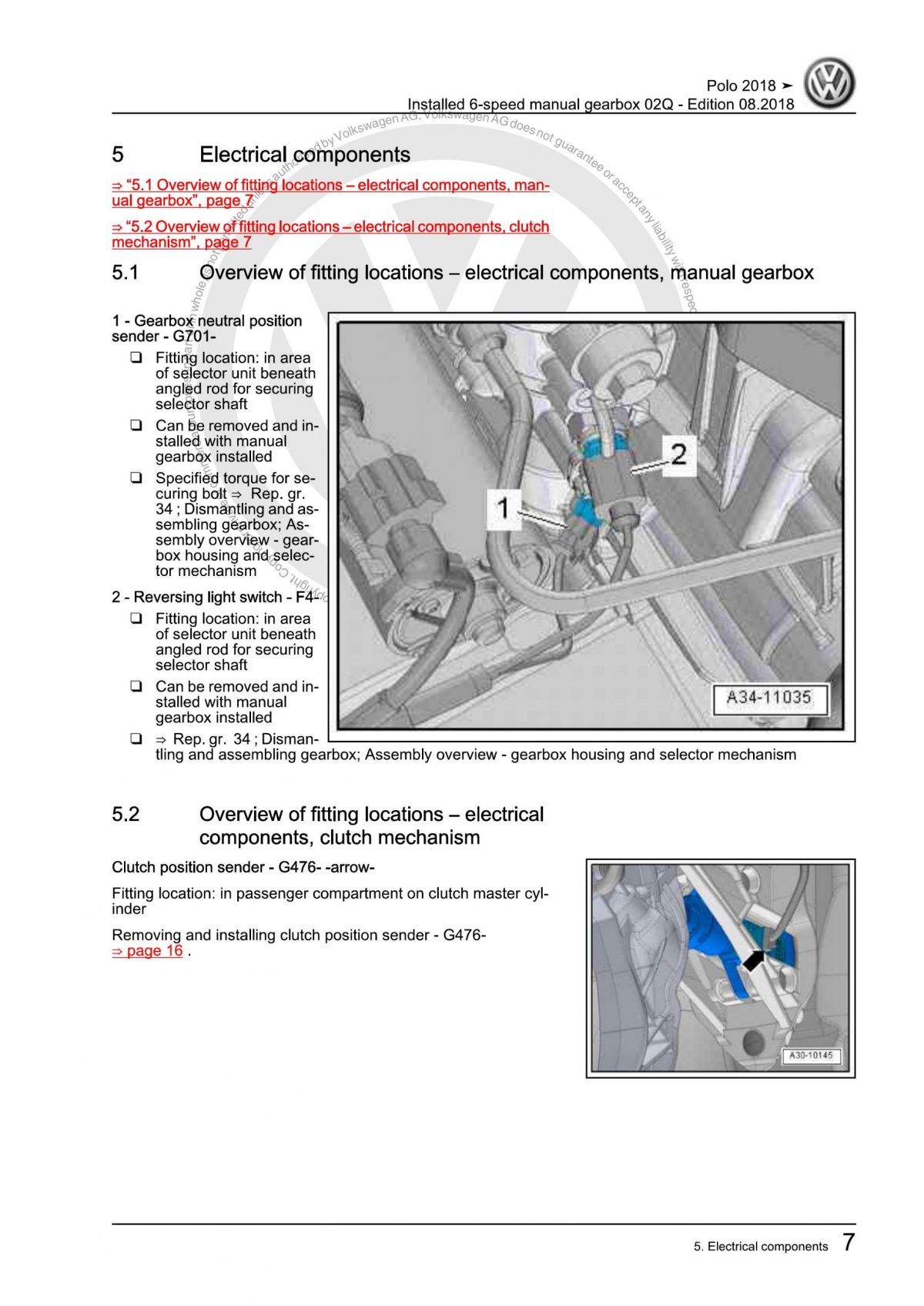 VW 6-Speed Manual Gearbox 02Q OEM Workshop Manual