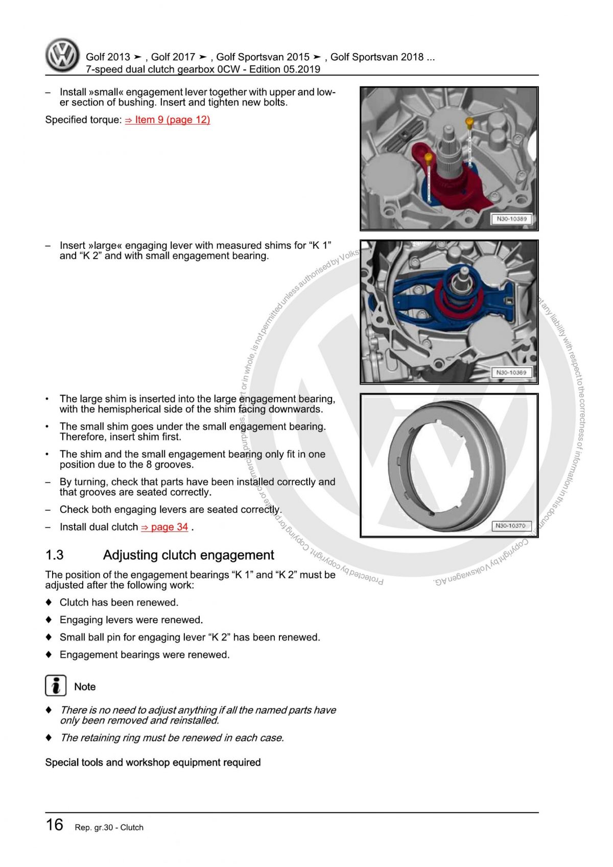 VW 7-Speed Dual Clutch Gearbox 0CW OEM Workshop Manual