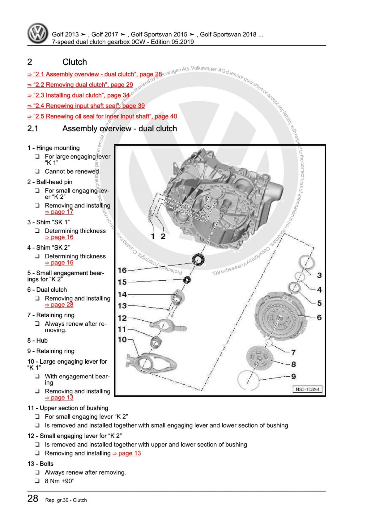 VW 7-Speed Dual Clutch Gearbox 0CW OEM Workshop Manual