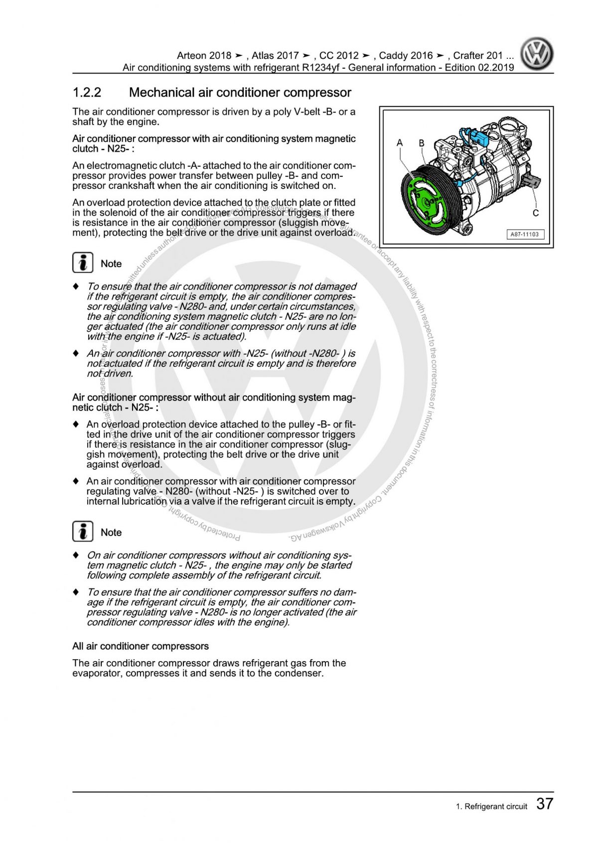 VW Air Conditioning Systems With Refrigerant R1234YF General information Manual