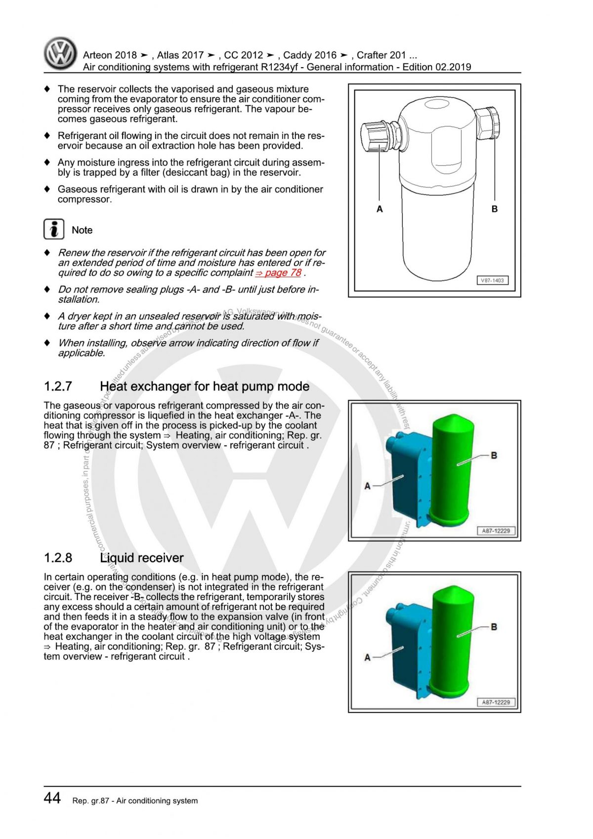 VW Air Conditioning Systems With Refrigerant R1234YF General information Manual