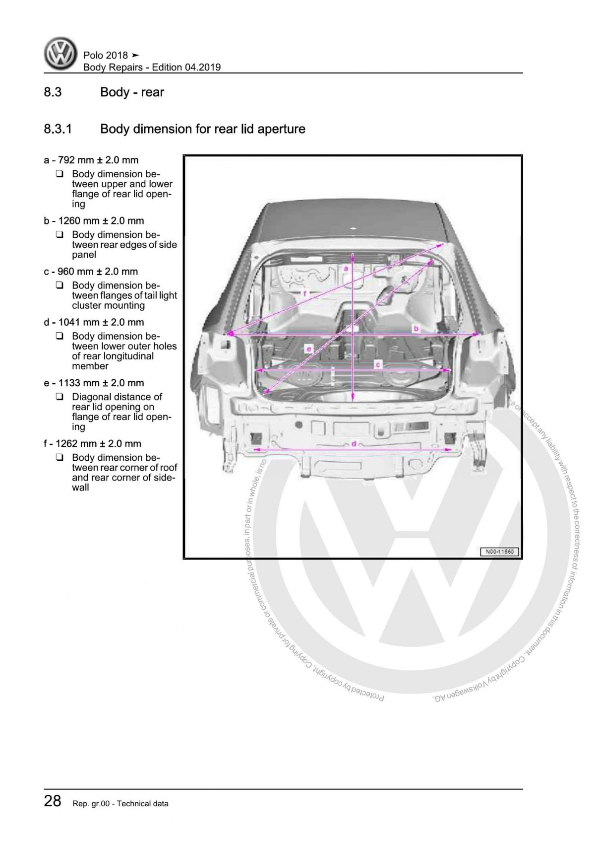 VW Polo (AW-BZ) Body Repairs OEM Workshop Manual