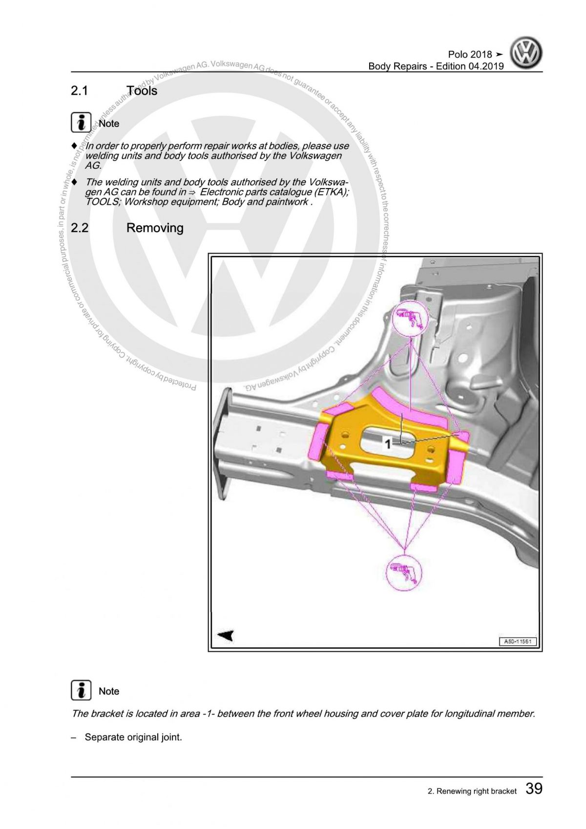 VW Polo (AW-BZ) Body Repairs OEM Workshop Manual