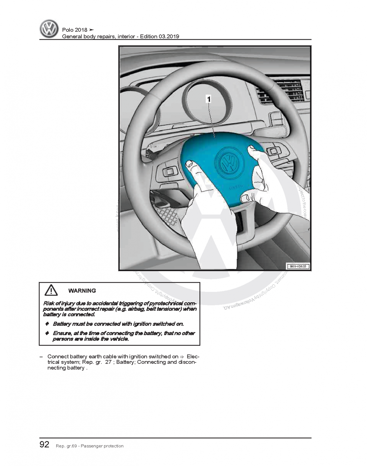 VW Polo (AW-BZ) Interior General Body Repairs Workshop Manual