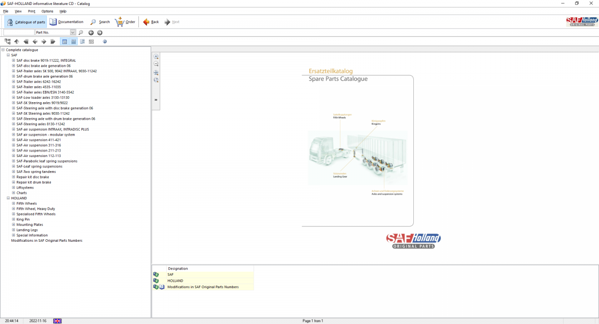 SAF-Holland OEM Axles & Suspension Systems Identification Spare Parts Catalog