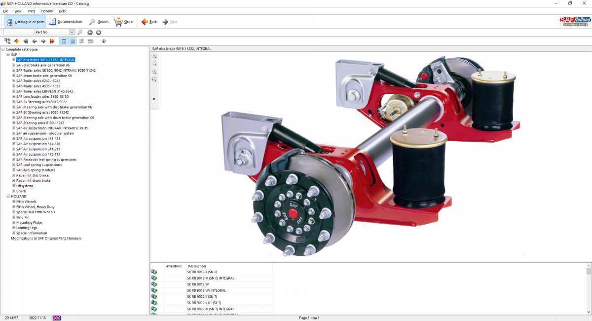 SAF-Holland OEM Axles & Suspension Systems Identification Spare Parts Catalog