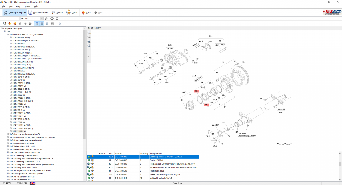 SAF-Holland OEM Axles & Suspension Systems Identification Spare Parts Catalog