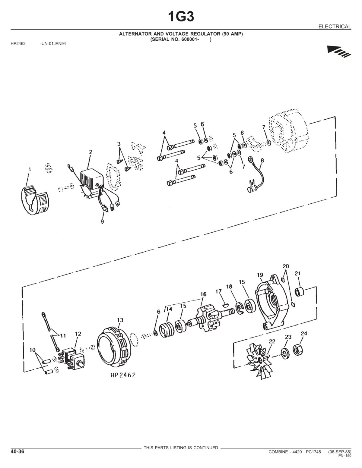 John Deere 4420 Combine With 215 Platform Service Repair Manual (ALTERNATOR AND VOLTAGE REGULATOR (90 AMP))