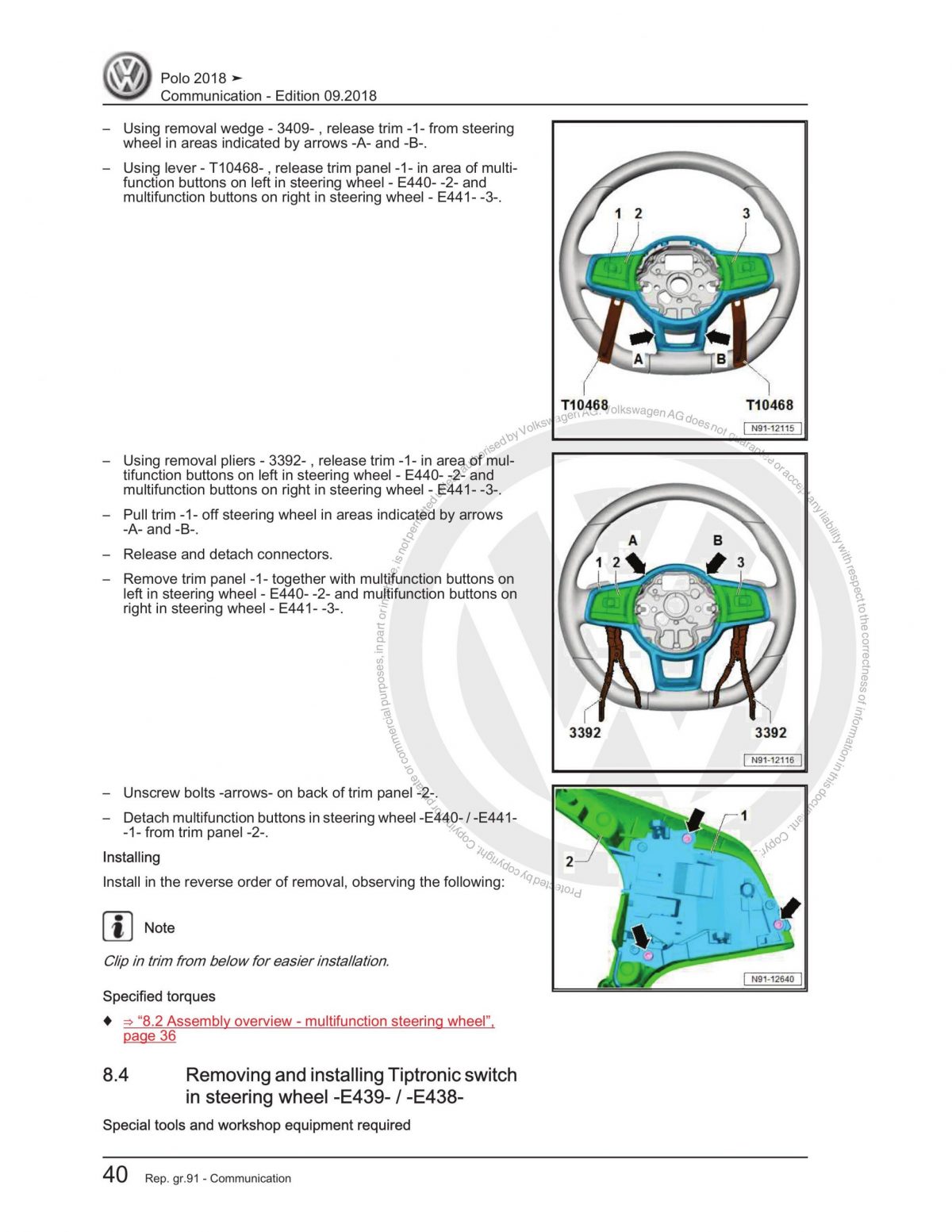 VW Polo (AW-BZ) Communication Workshop Manual