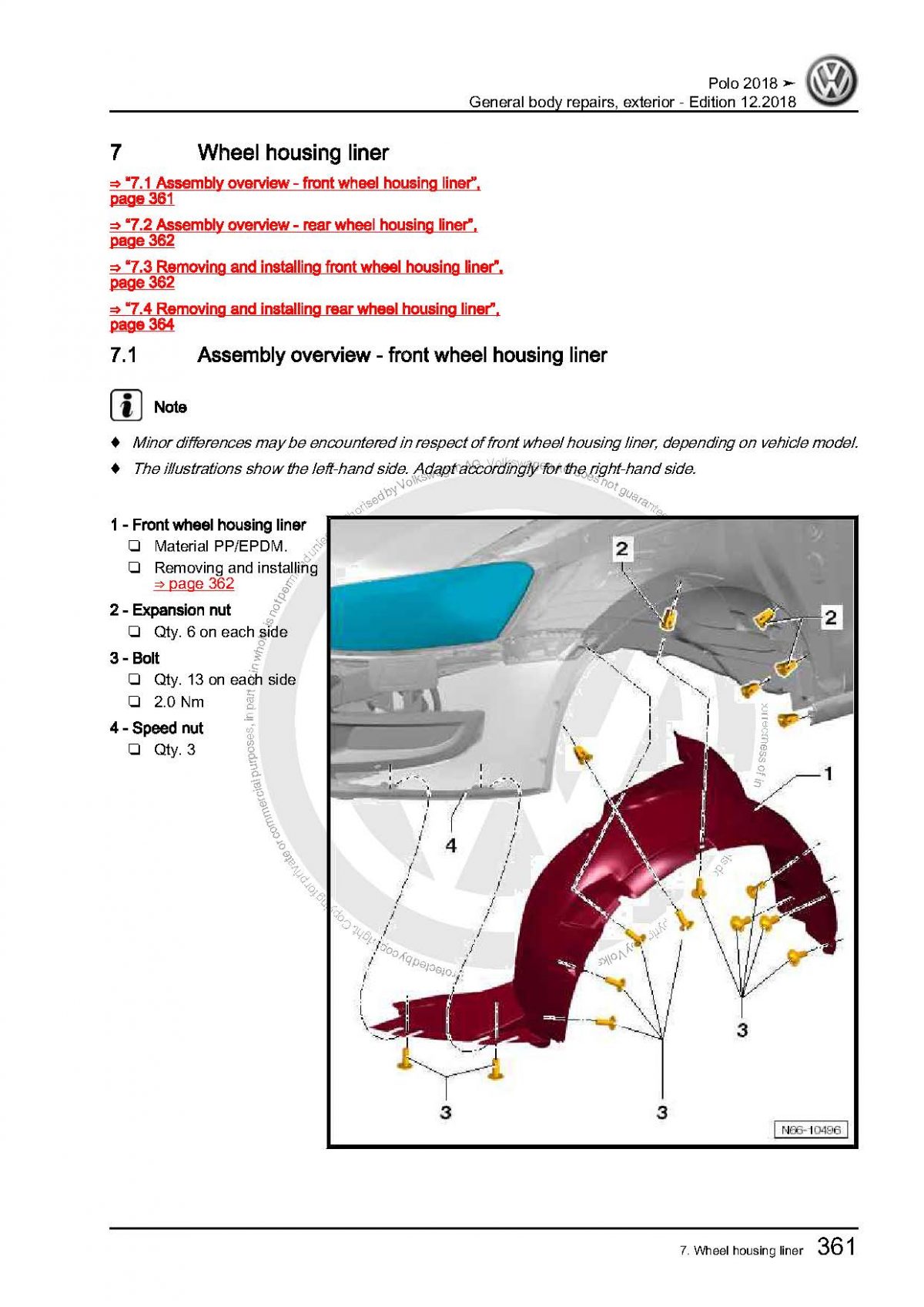 VW Polo (AW-BZ) Exterior General Body Repairs Workshop Manual