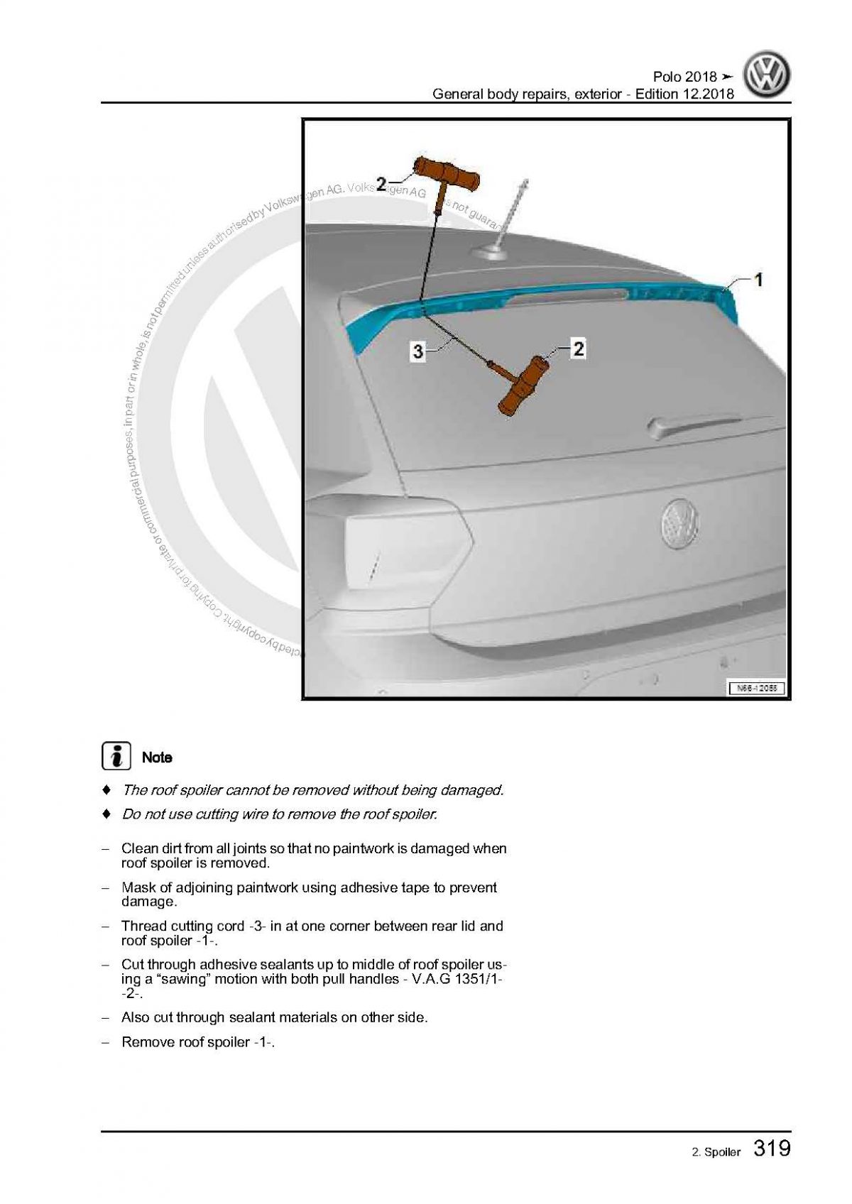 VW Polo (AW-BZ) Exterior General Body Repairs Workshop Manual