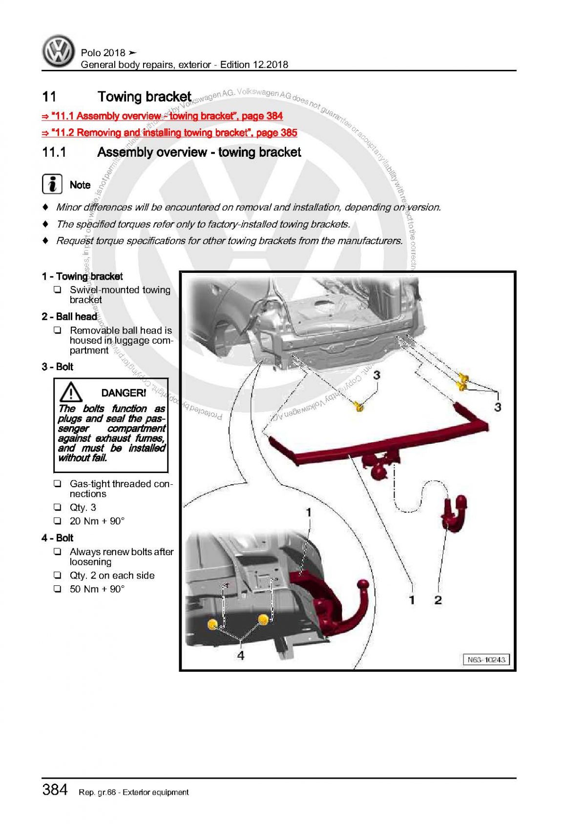 VW Polo (AW-BZ) Exterior General Body Repairs Workshop Manual