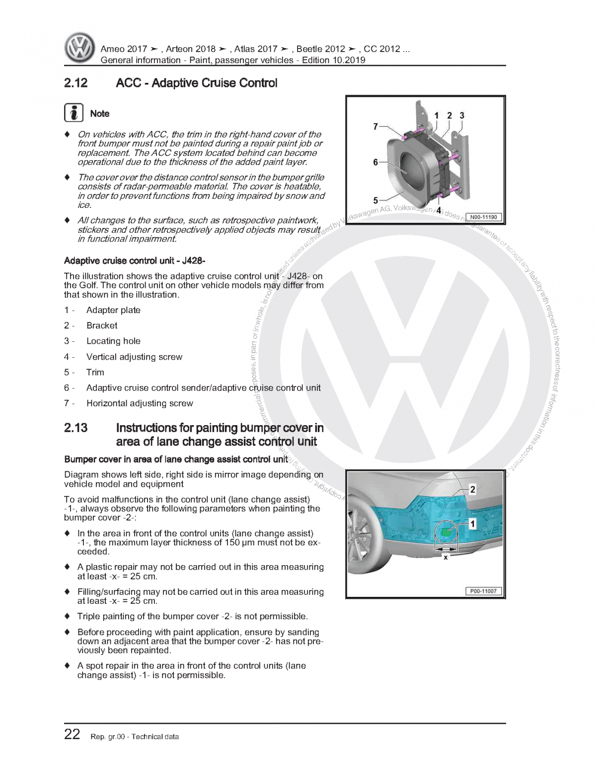 Volkswagen (VW) Paint Passenger Vehicles Workshop Manual