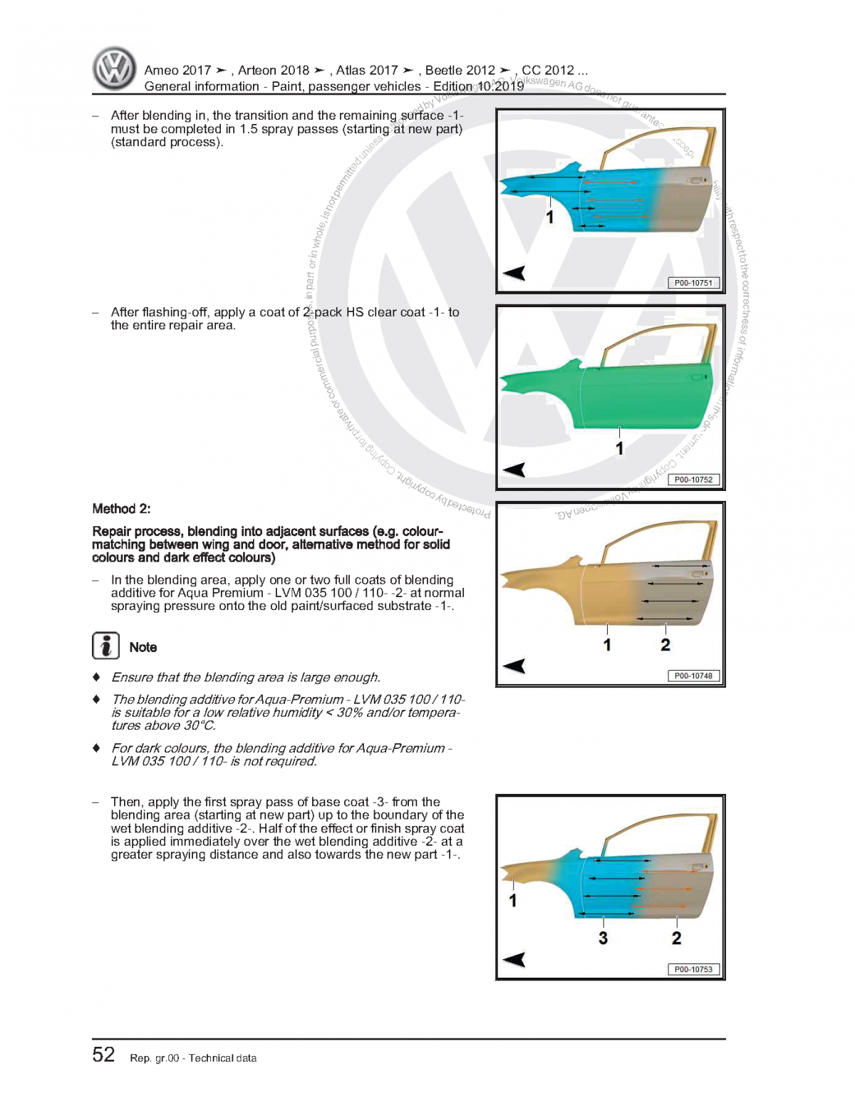 Volkswagen (VW) Paint Passenger Vehicles Workshop Manual