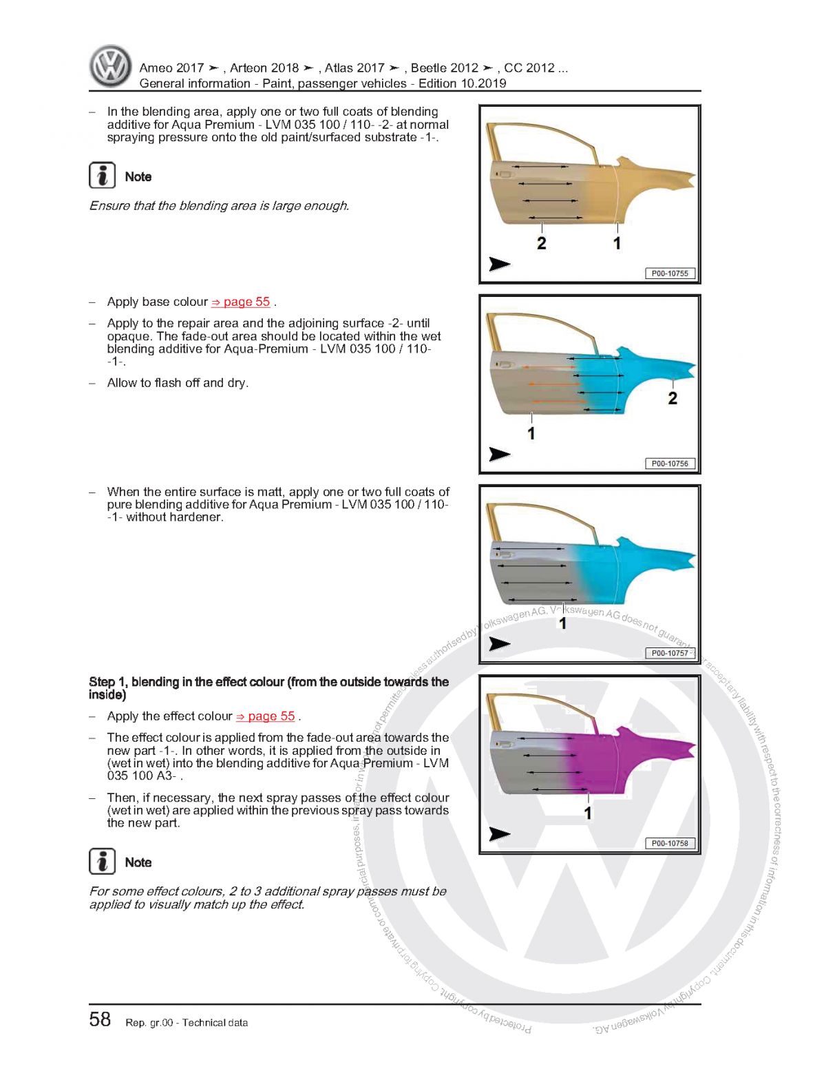 Volkswagen (VW) Paint Passenger Vehicles Workshop Manual