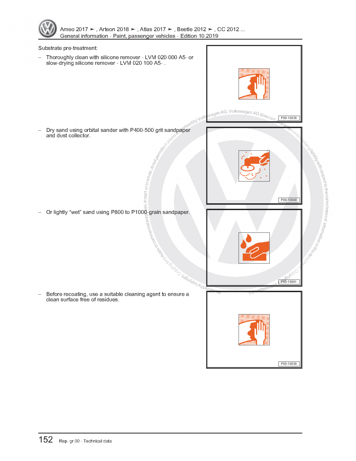 Volkswagen (VW) Paint Passenger Vehicles Workshop Manual