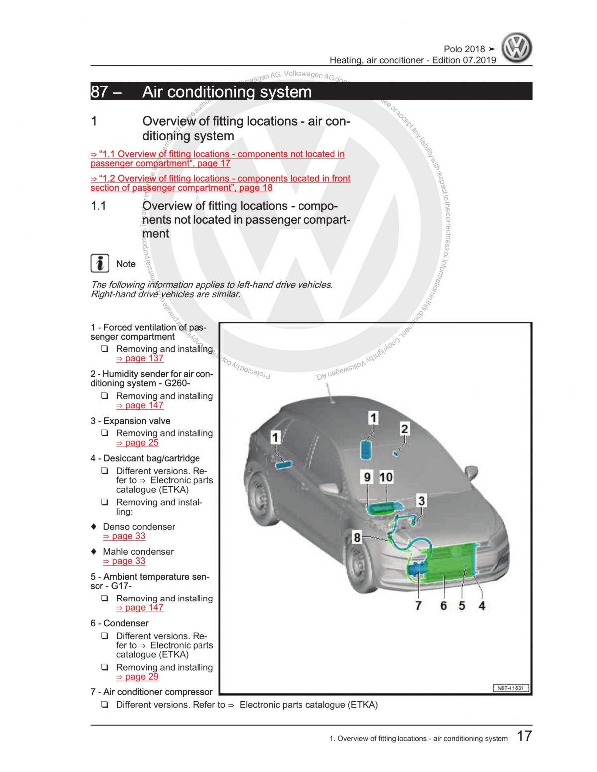 VW Polo (AW-BZ) Heating & Air Conditioner Repair Workshop Manual