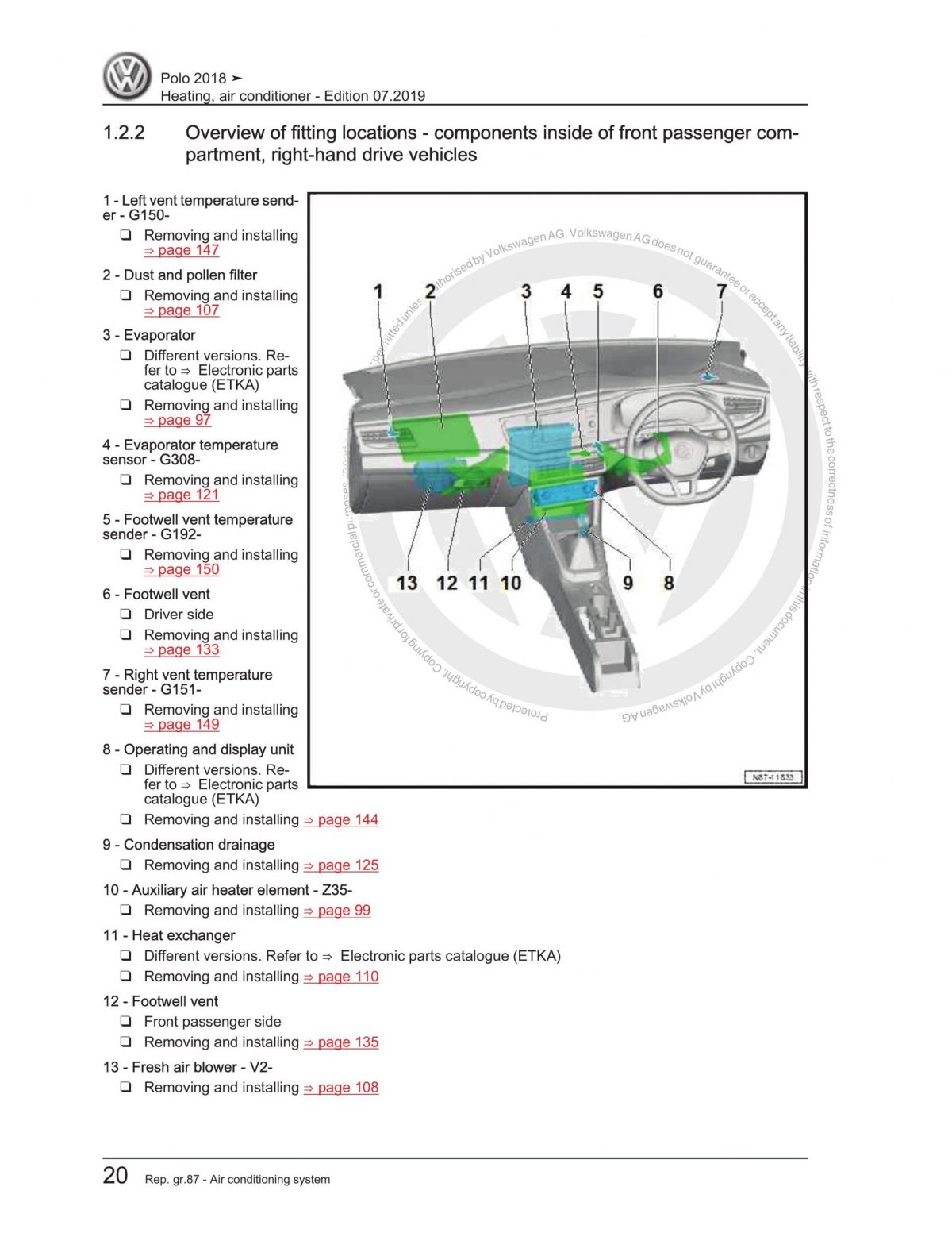 VW Polo (AW-BZ) Heating & Air Conditioner Repair Workshop Manual