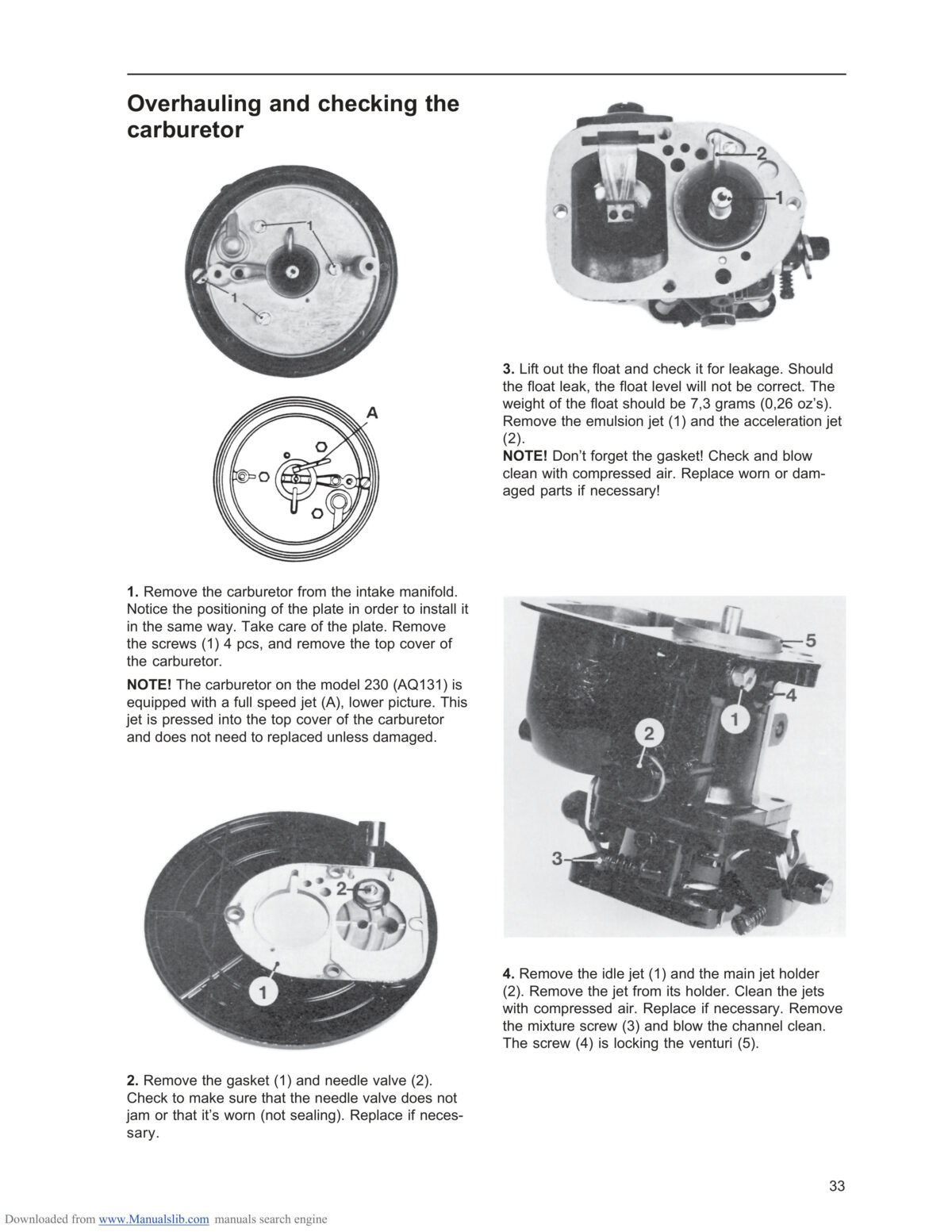 Volvo Penta Marine Engine (230, 250, 251DOHC, AQ131, AQ151, AQ171) Workshop Manual