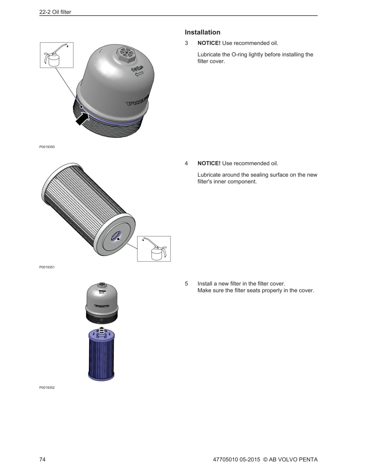 Volvo Penta Marine & Industrial Engine Group 21-26 (TAD570-2VE, TAD870-3VE) Workshop Manual (Oil Filter)