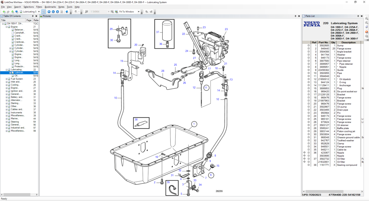 Volvo Penta Generators, Marine, and Industrial Engines OEM Electronic Parts Catalog (Lubrification System)