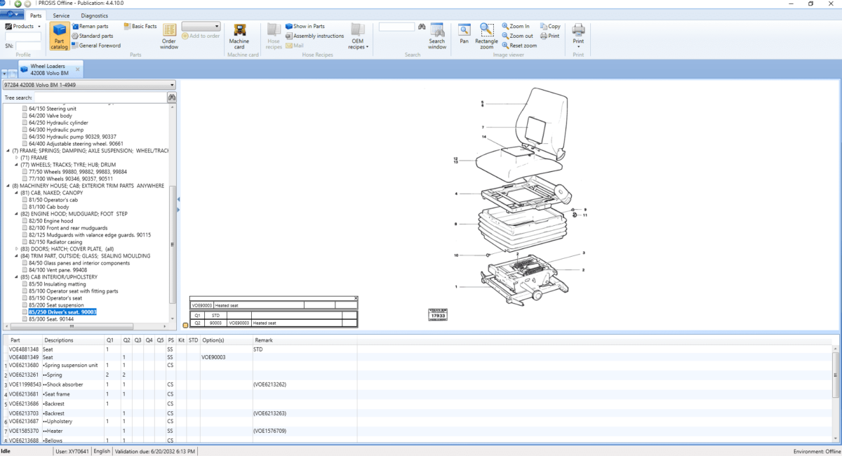 Volvo PROSIS Construction Equipment Offline Parts Catalog & Service Information