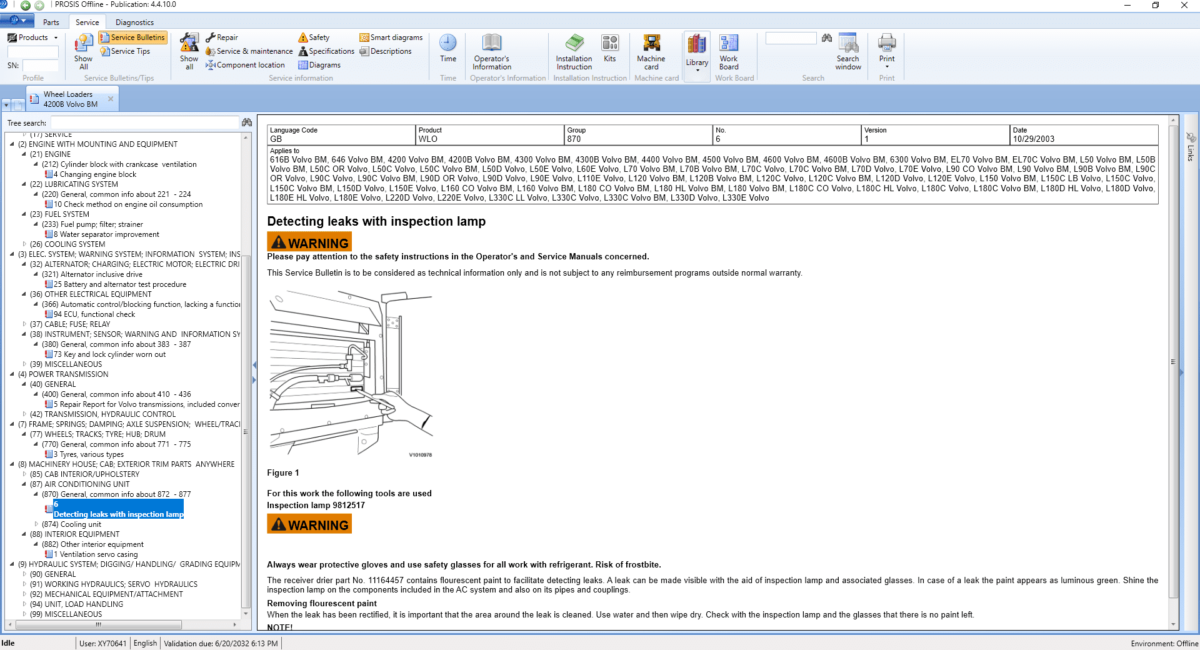 Volvo PROSIS Construction Equipment Offline Parts Catalog & Service Information